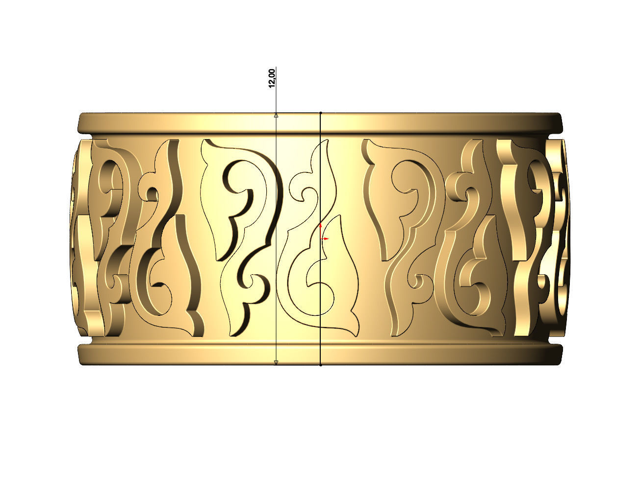 Floral scroll engraving cigar band US sizes 8 9 10 3D print model_7