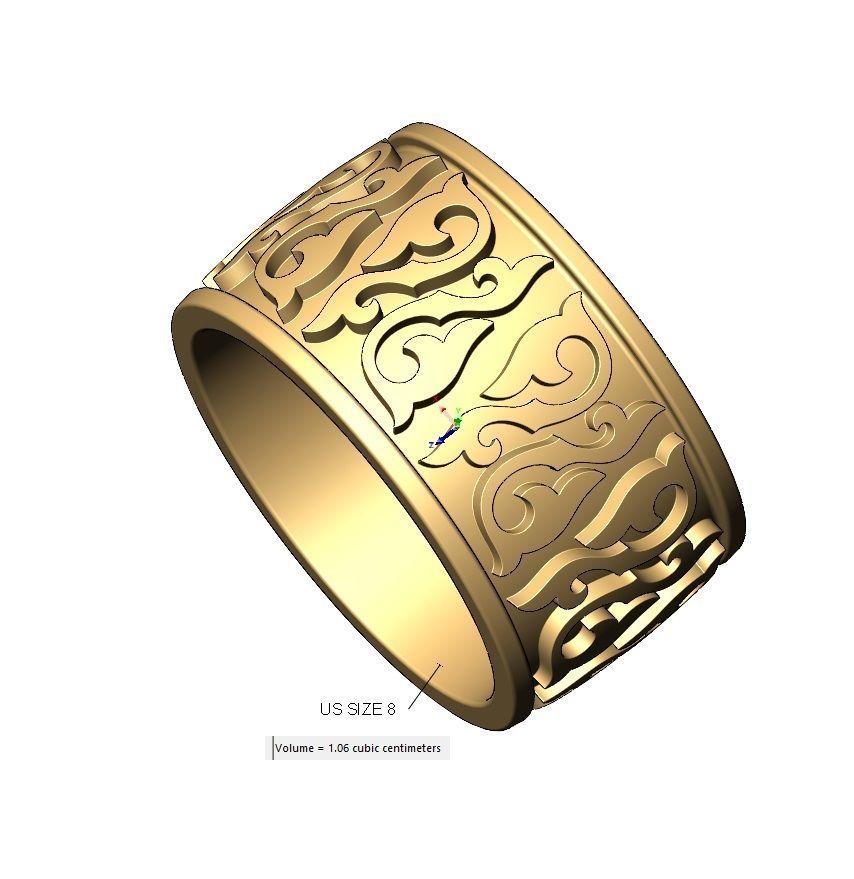 Floral scroll engraving cigar band US sizes 8 9 10 3D print model_12