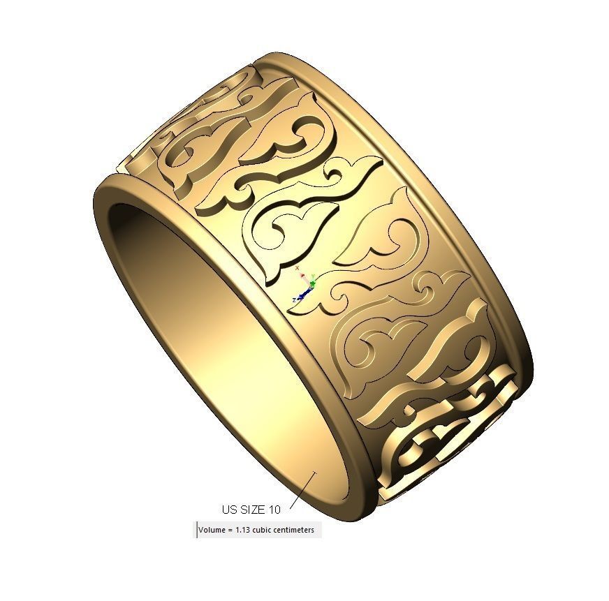 Floral scroll engraving cigar band US sizes 8 9 10 3D print model_10