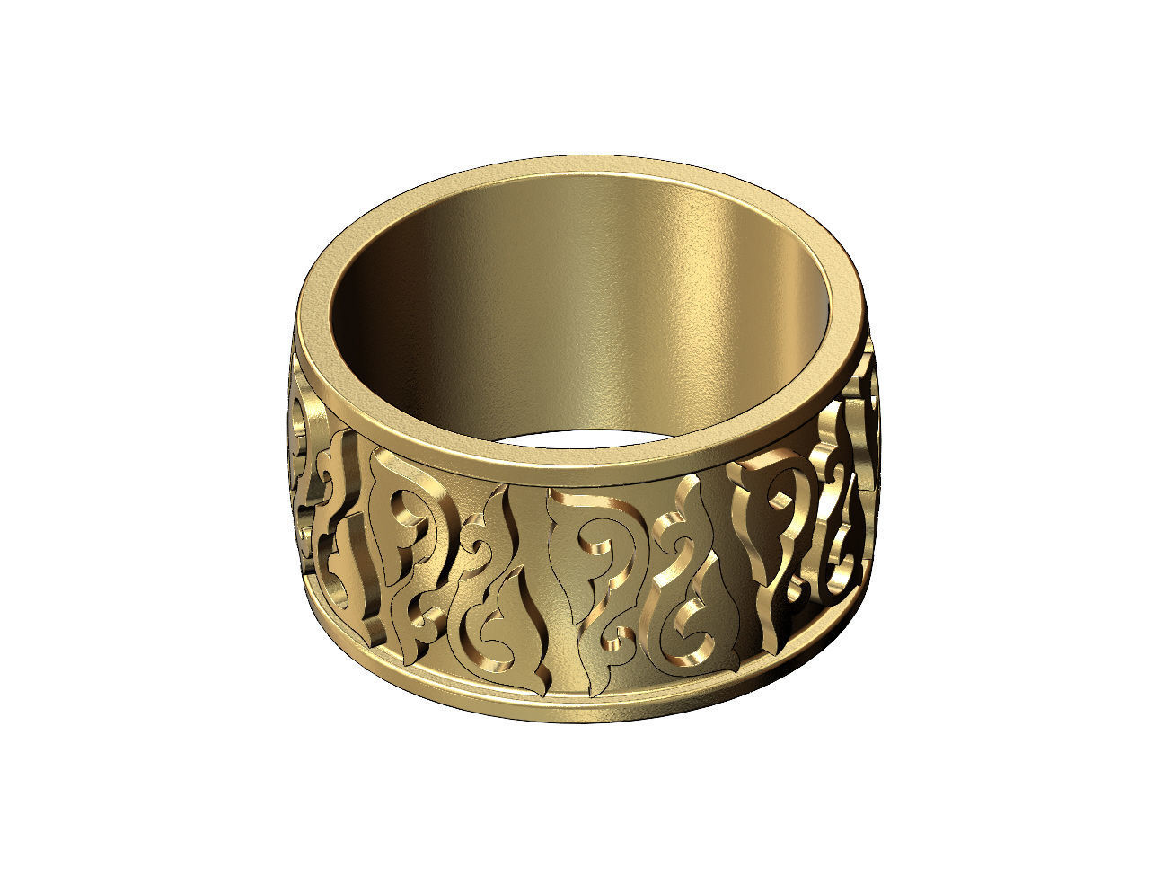 Floral scroll engraving cigar band US sizes 8 9 10 3D print model_1