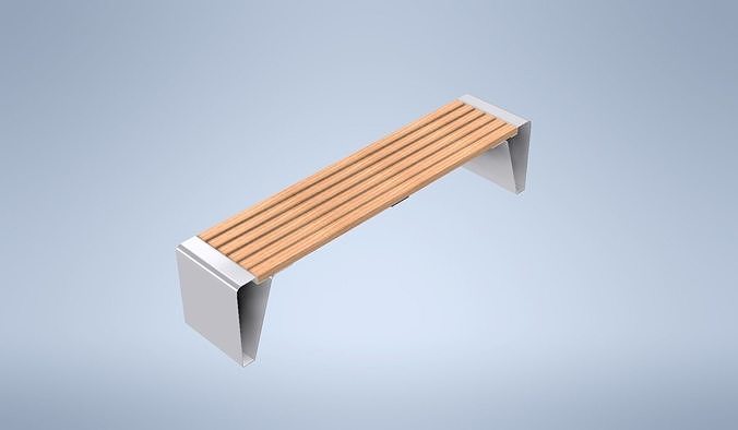 Bench 1 wooden Low-poly 3D model