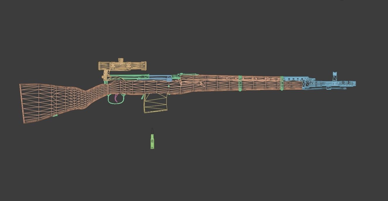 Tokarev SVT 40 low poly game ready rifle Low-poly 3D model_23