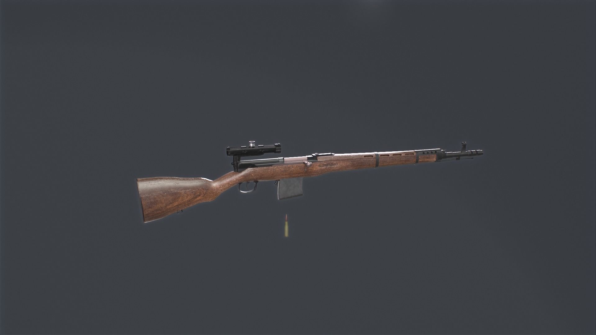 Tokarev SVT 40 low poly game ready rifle Low-poly 3D model_4