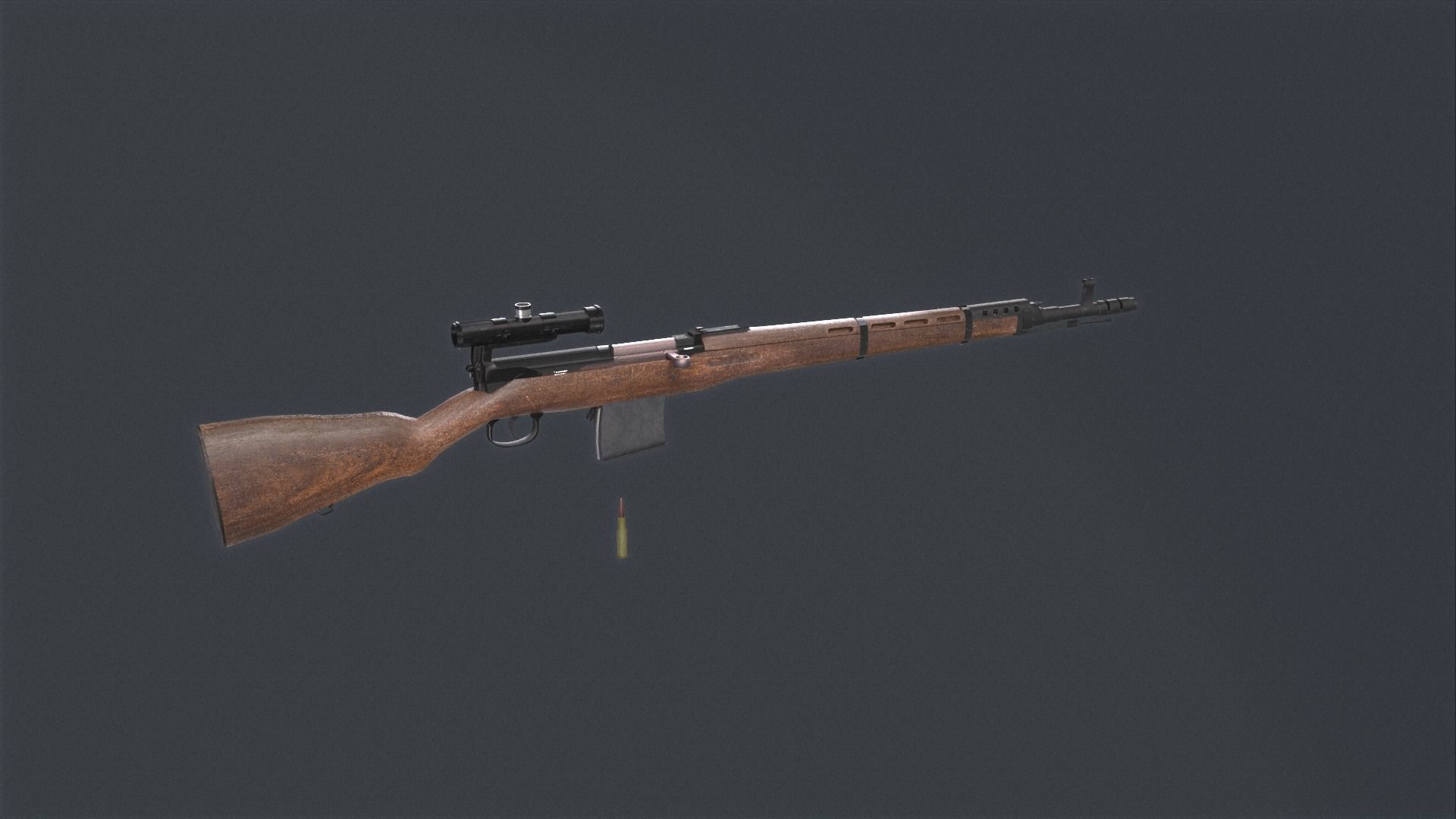 Tokarev SVT 40 low poly game ready rifle Low-poly 3D model_20