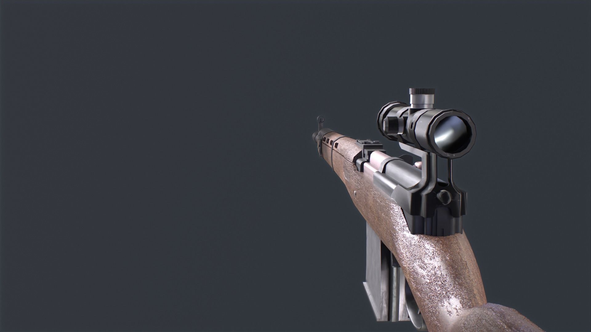 Tokarev SVT 40 low poly game ready rifle Low-poly 3D model_3