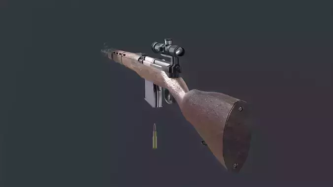 Tokarev SVT 40 low poly game ready rifle Low-poly 3D model Tokarev SVT 40 low poly game ready rifle Low-poly 3D model