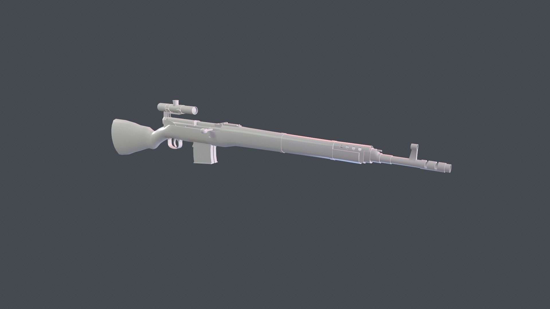 Tokarev SVT 40 low poly game ready rifle Low-poly 3D model_13