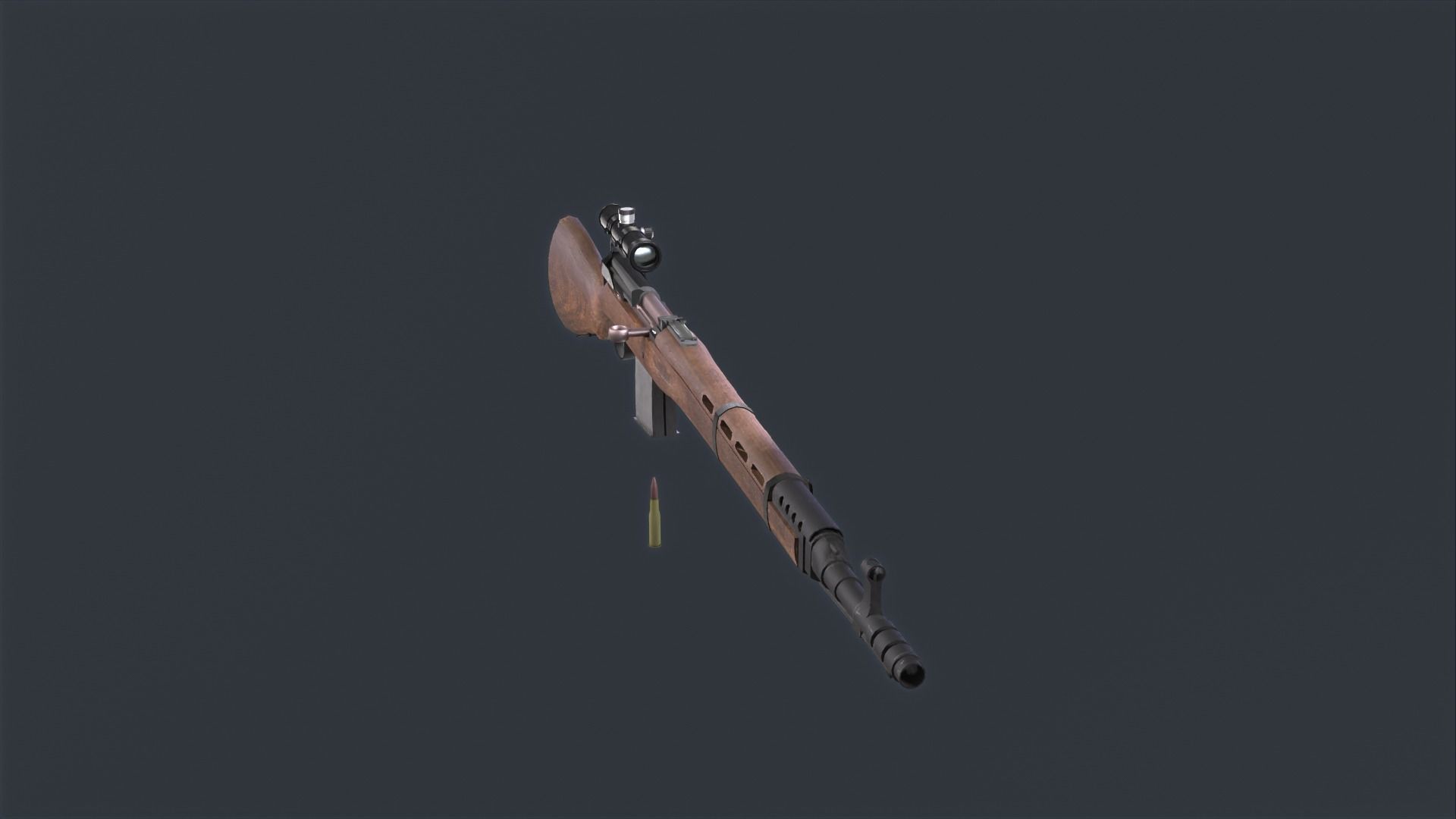 Tokarev SVT 40 low poly game ready rifle Low-poly 3D model_17