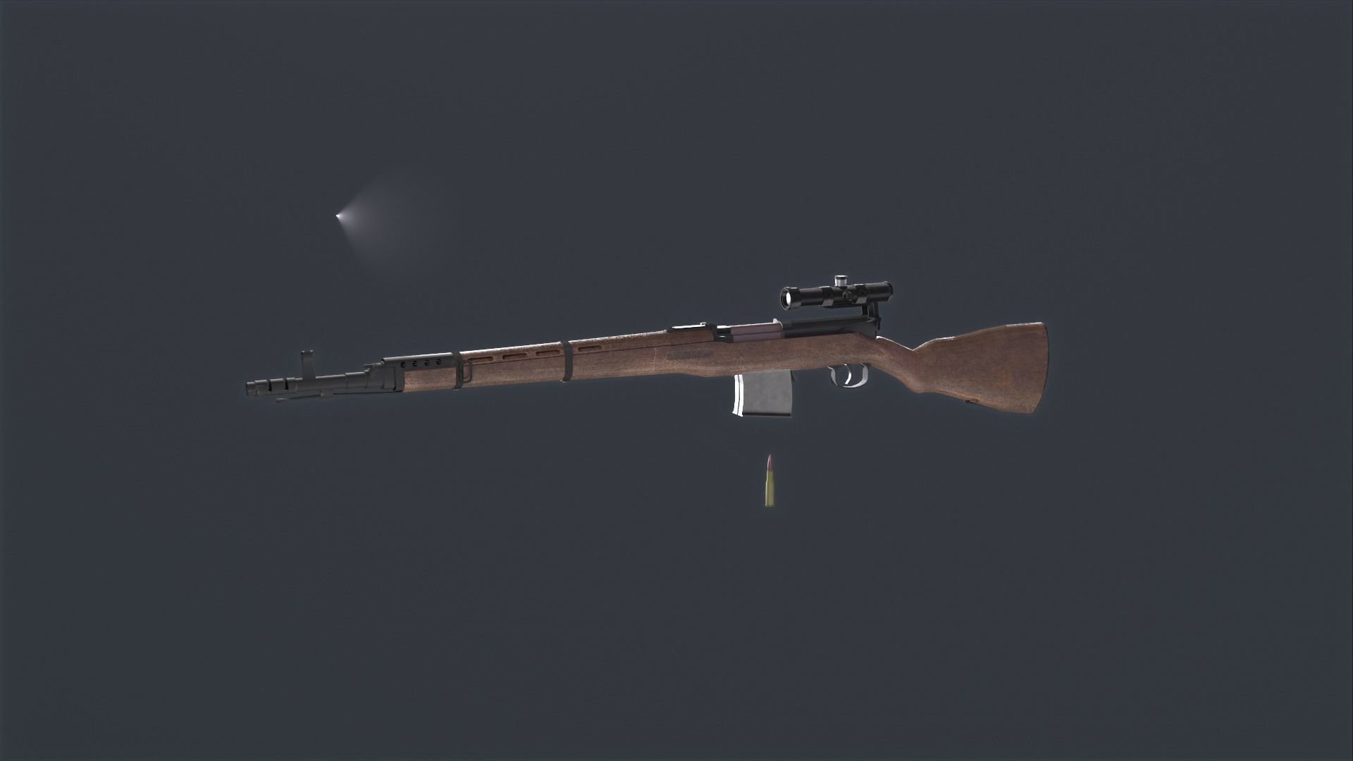 Tokarev SVT 40 low poly game ready rifle Low-poly 3D model_16