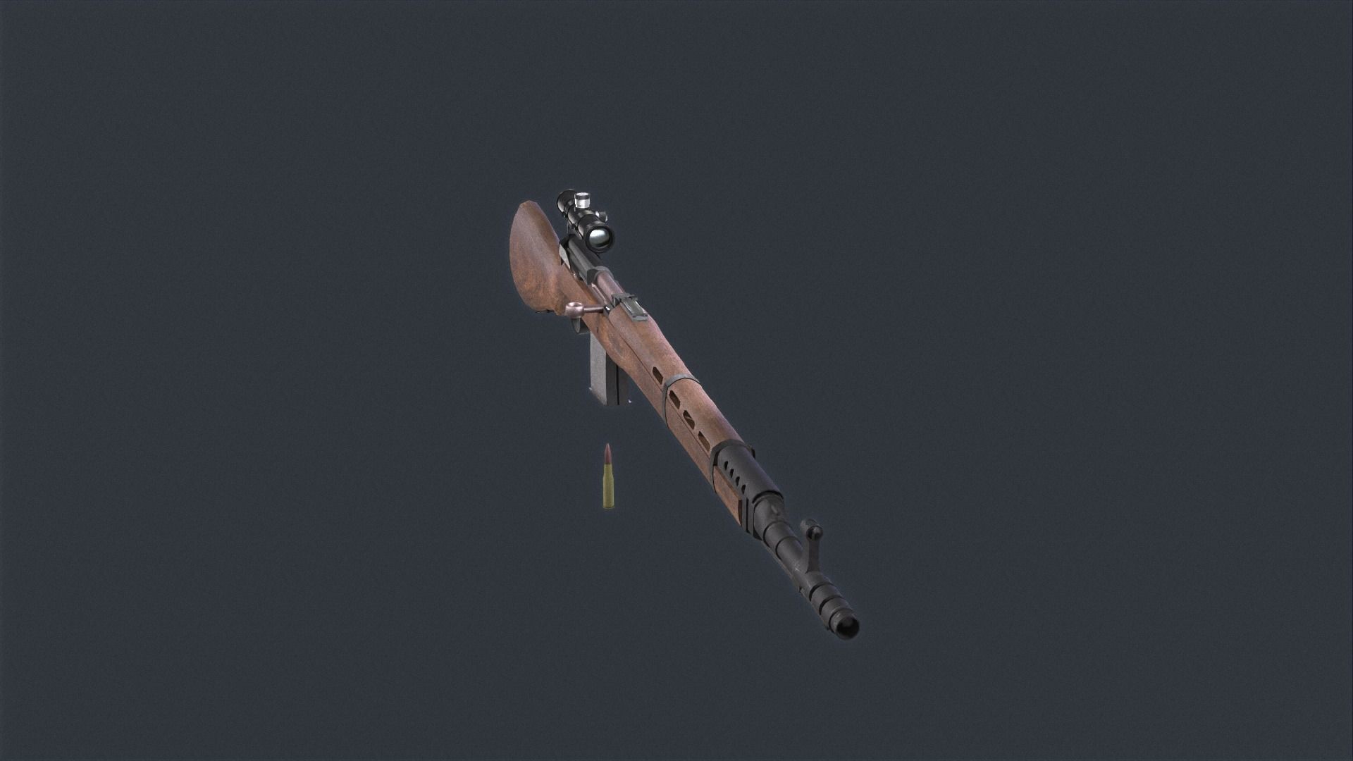 Tokarev SVT 40 low poly game ready rifle Low-poly 3D model_18