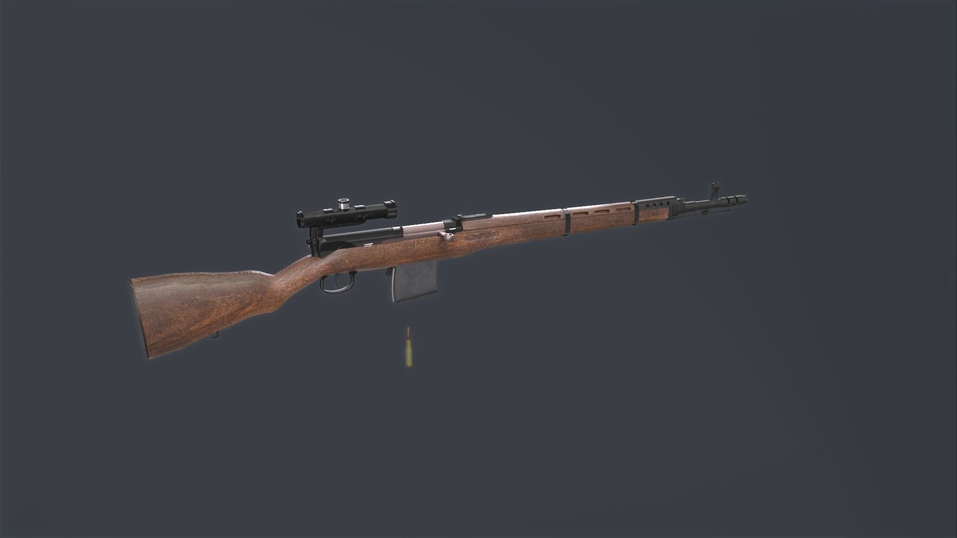 Tokarev SVT 40 low poly game ready rifle Low-poly 3D model_21