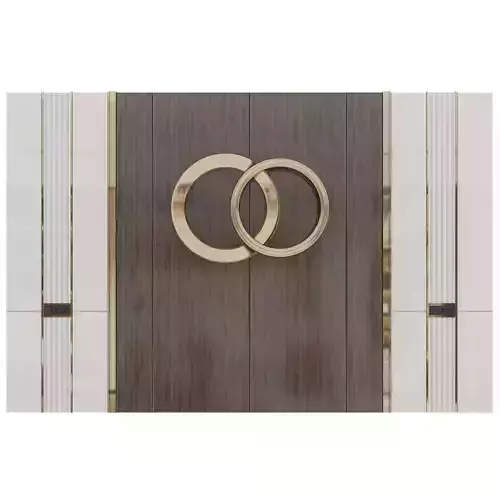 Panel two wedding rings on wooden door 3D model