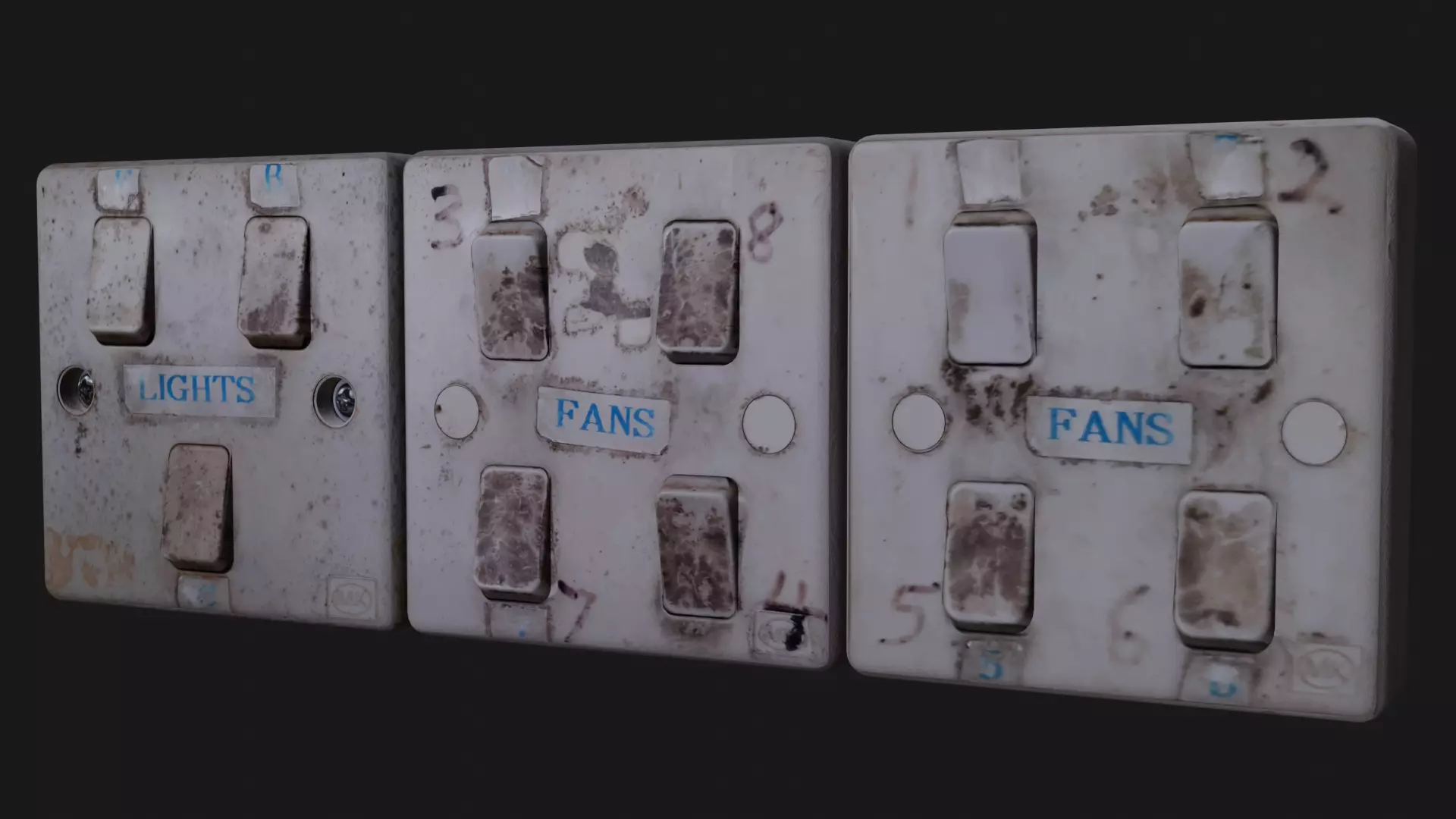 Fan and Light Switch Free 3D model