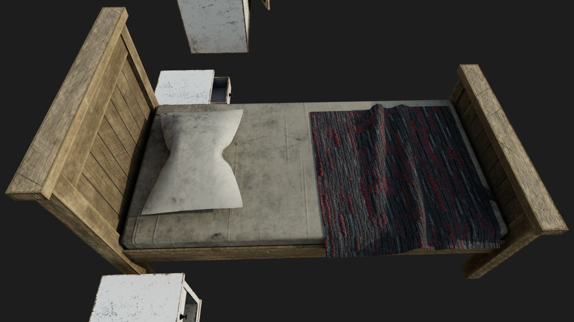 Old Bedroom Furniture Low-poly 3D model_4