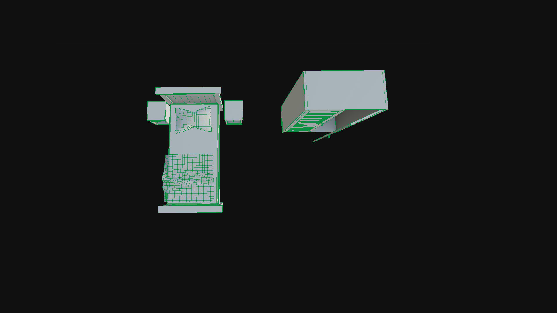 Old Bedroom Furniture Low-poly 3D model_10