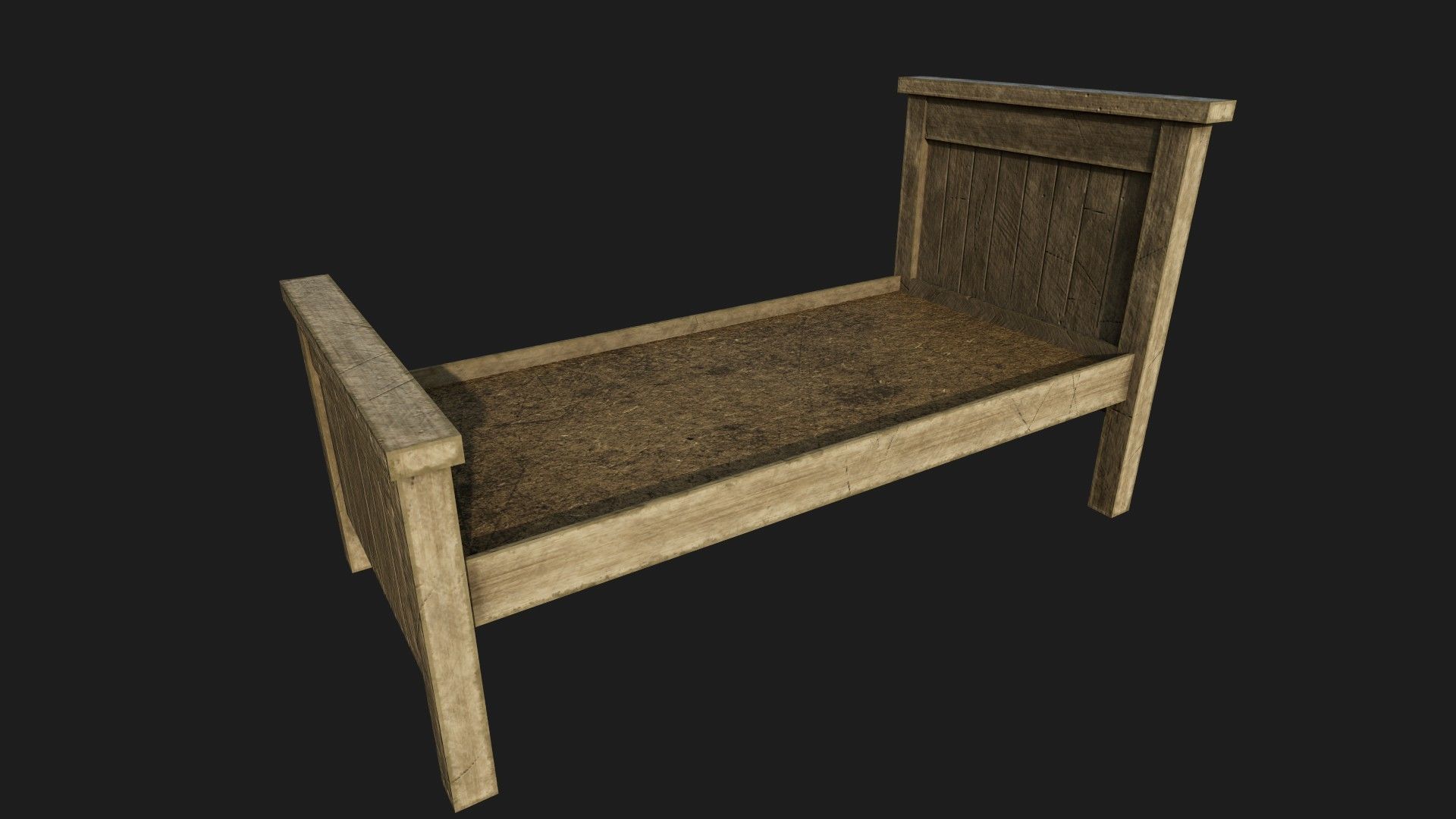 Old Bedroom Furniture Low-poly 3D model_6