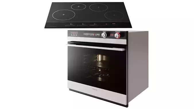 Fisher Paykel Cooktop and Built-in Oven 3D model