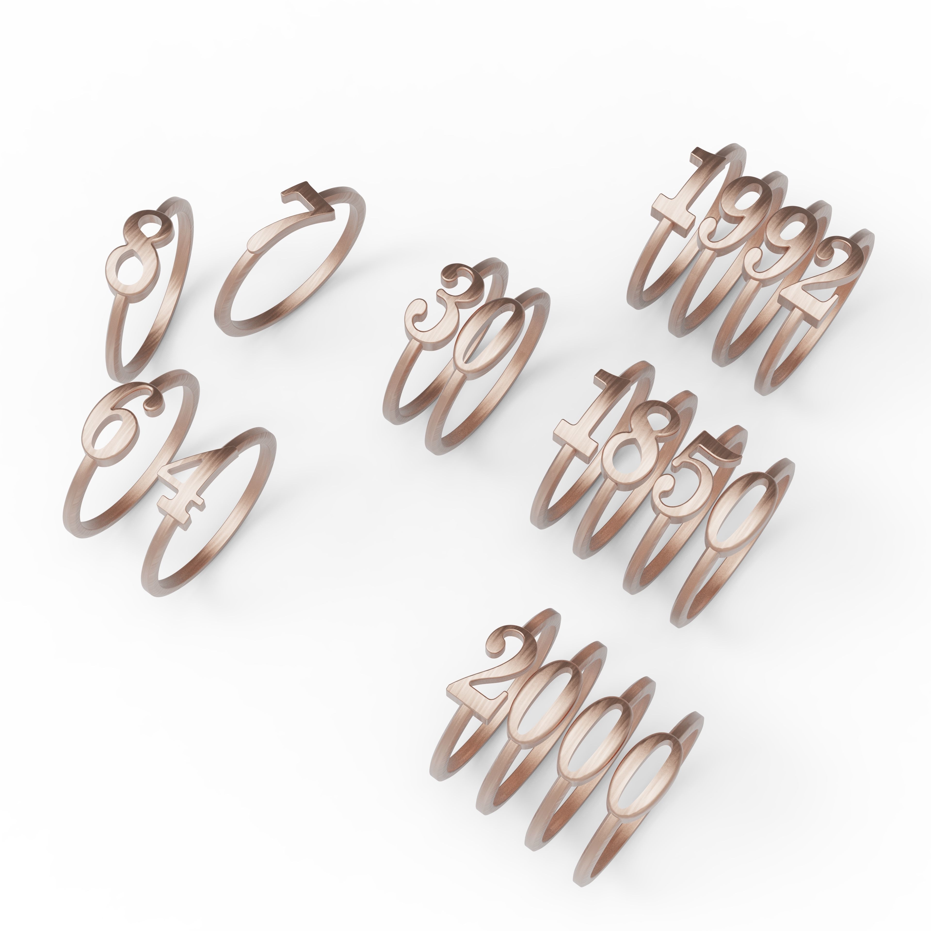 Number rings 3D print model_3