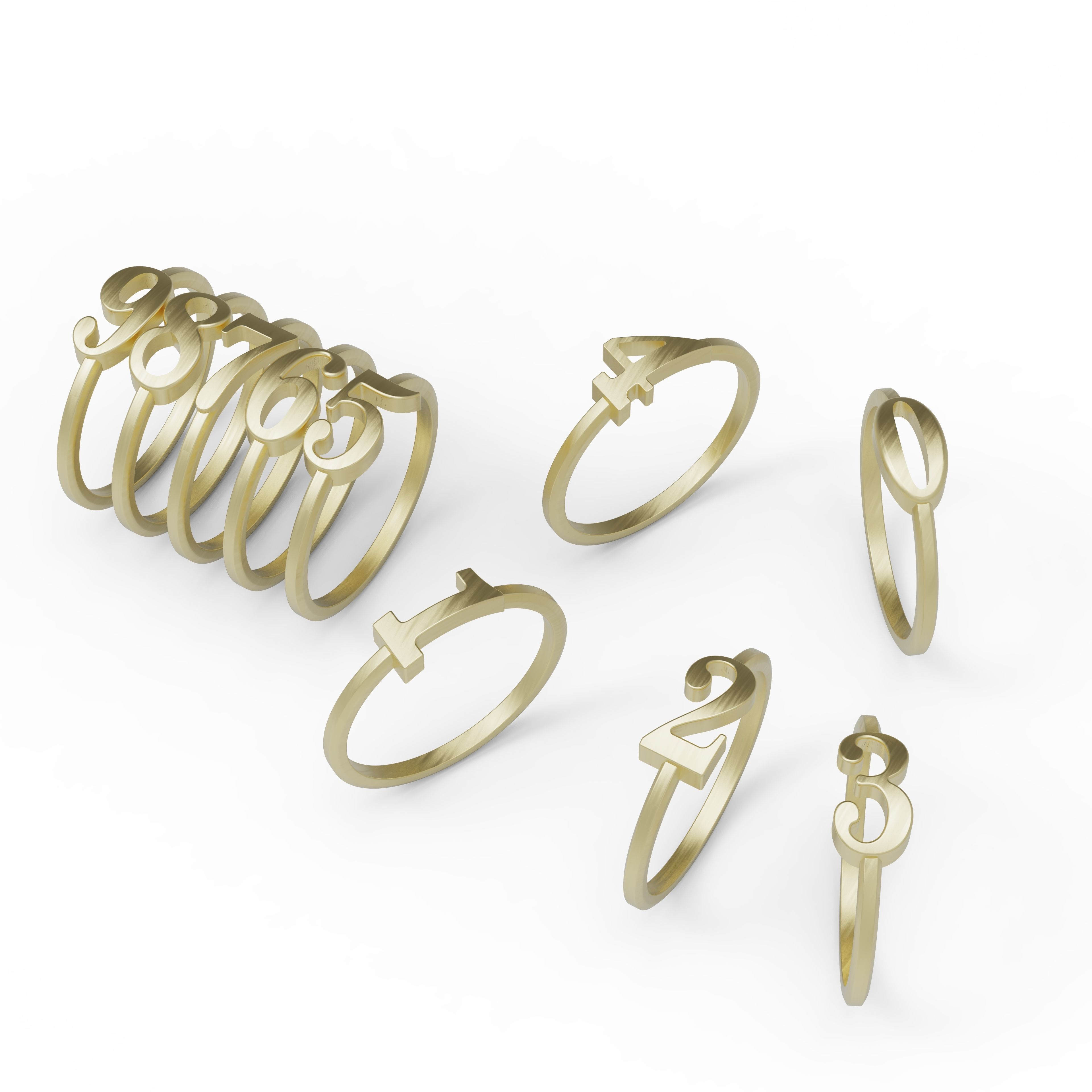 Number rings 3D print model_2