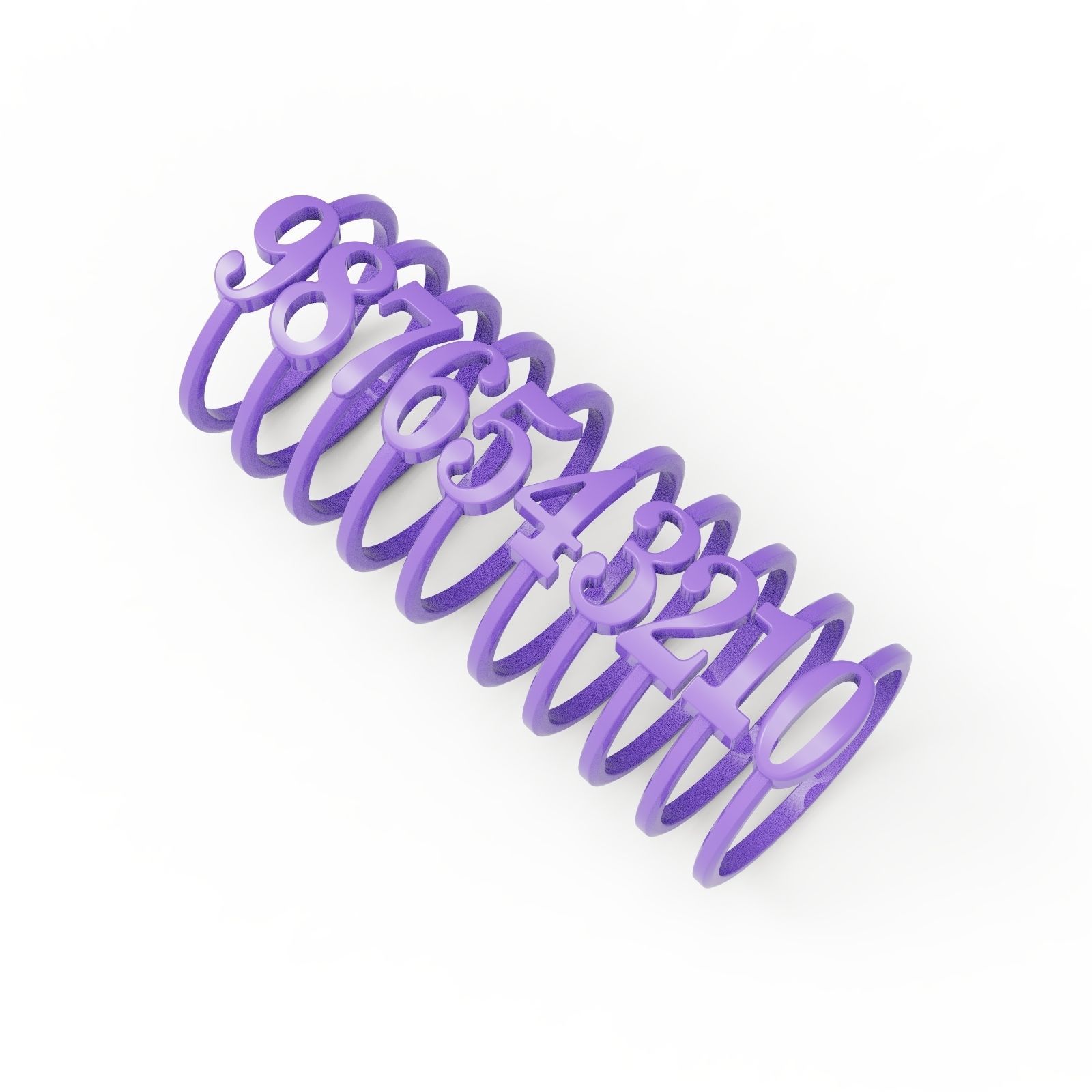 Number rings 3D print model_1