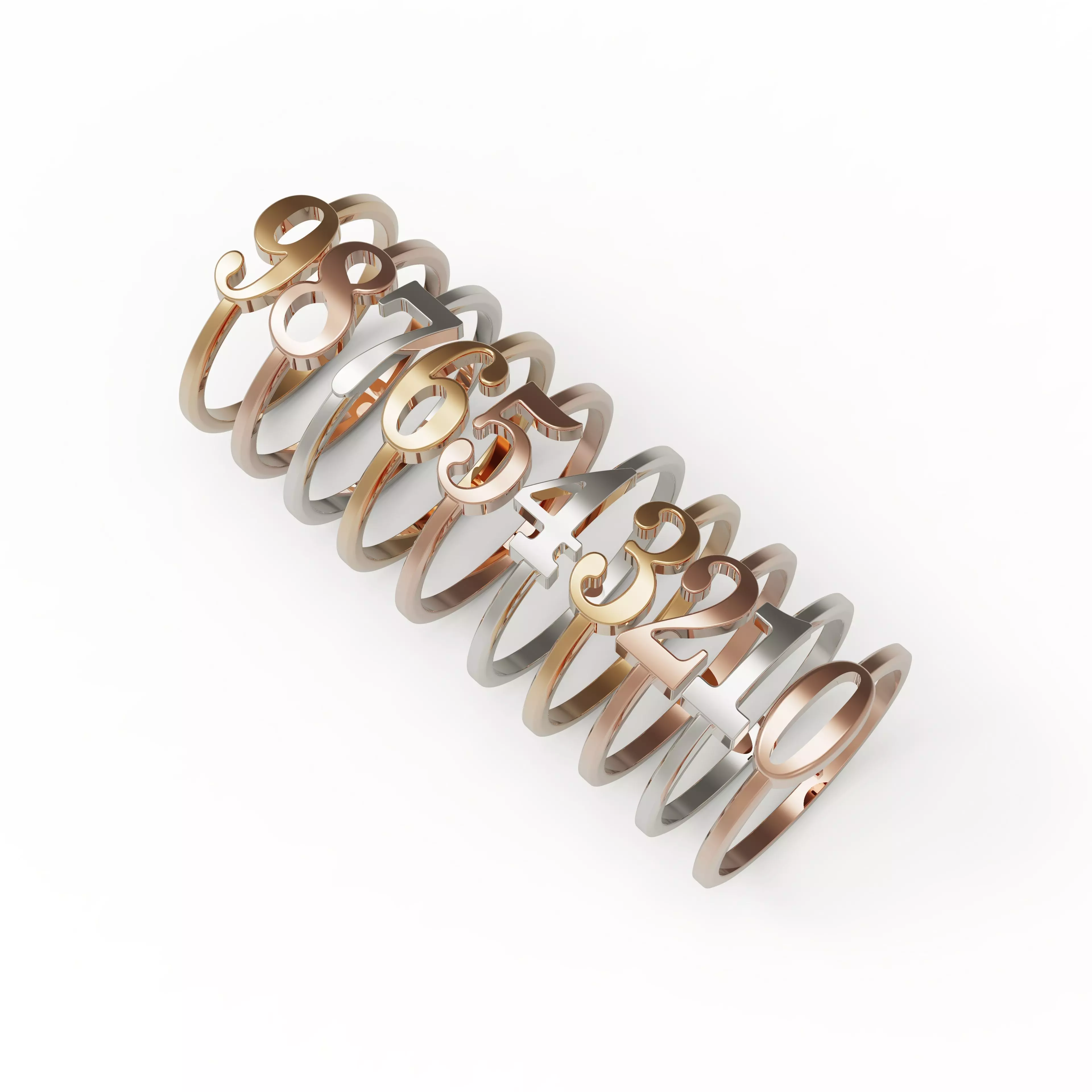 Number rings 3D print model_0