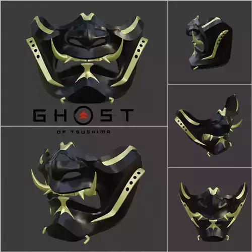 Jin Sakai  mask - Guardians scowl from Ghost of Tsushima 3D print model