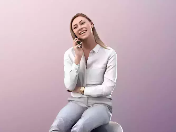 Ramona 10002 - Woman Sitting Talking On Phone Low-poly 3D model