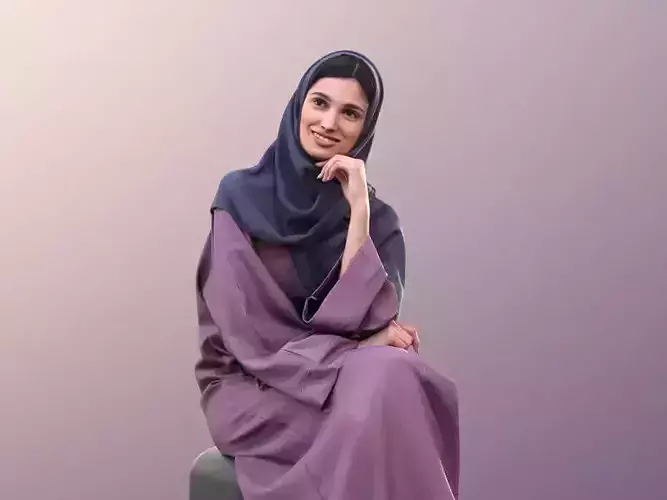 Myriam 10010 - Woman Sitting Wearing A Headscarf Low-poly 3D model