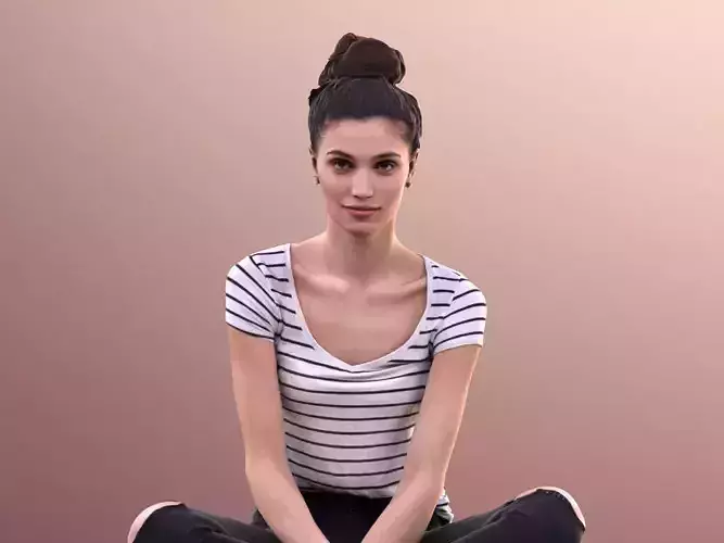 Myriam 10019 - Casual Woman Sitting On Ground Low-poly 3D model