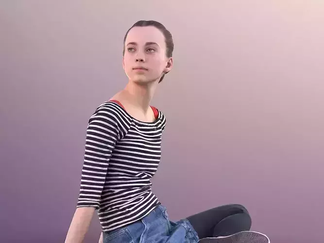 Mady 10108 - Teenager Girl Sitting On Ground  Low-poly 3D model
