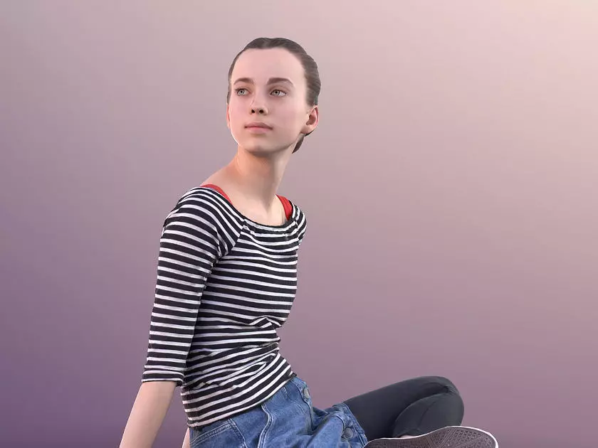 Mady 10108 - Teenager Girl Sitting On Ground Low-poly 3D model