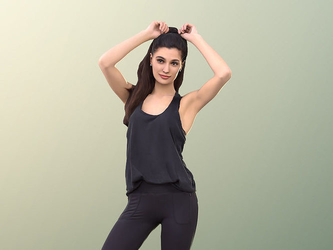 Myriam 10149 - Woman Standing Pulling Her Hair Low-poly 3D model