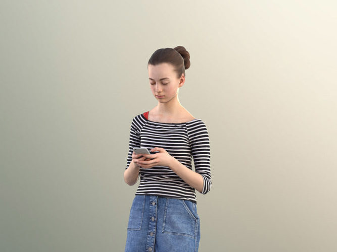 Mady 10185 - Teenage Girl Texting With Smartphone  Low-poly 3D model