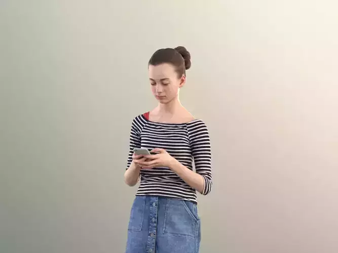 Mady 10185 - Teenage Girl Texting With Smartphone  Low-poly 3D model