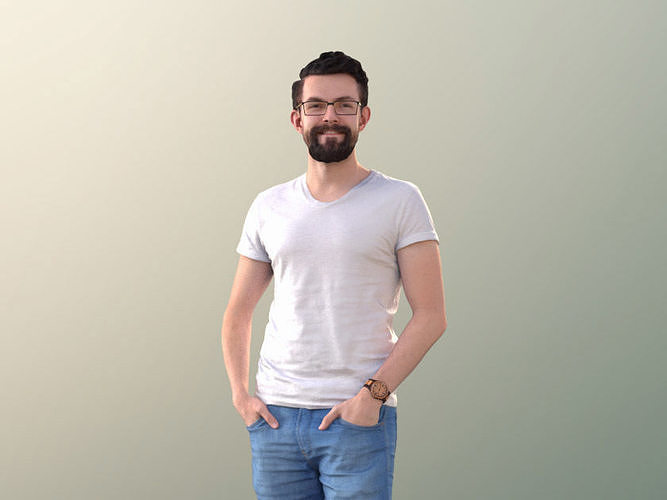 Sergej 10259 - Young Man Standing With Hands In Pockets Low-poly 3D model