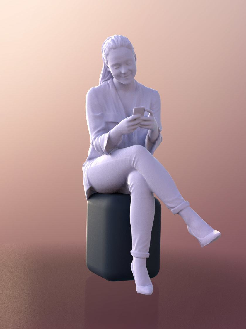 Nelly 10322 - Elegant Woman Texting With Smartphone Low-poly 3D model_4