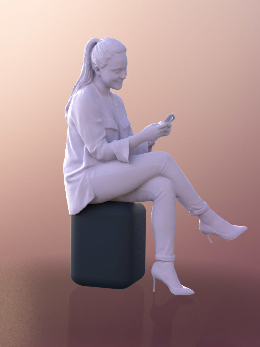 Nelly 10322 - Elegant Woman Texting With Smartphone Low-poly 3D model_5