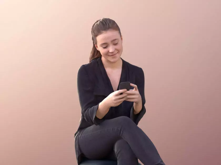 Nelly 10322 - Elegant Woman Texting With Smartphone Low-poly 3D model_0