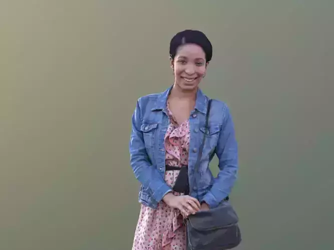 Yanelle 10384 - Black Woman Standing With Bag