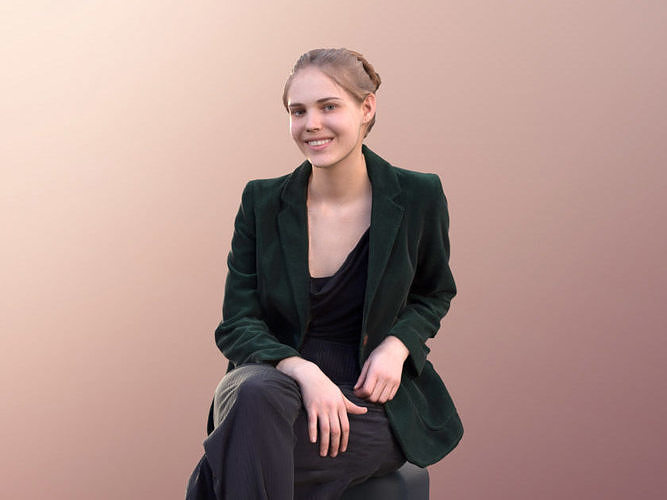 Marie 10404 - Elegant Woman Sitting Low-poly 3D model