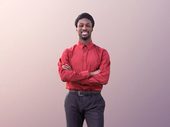 Bruce 10506 - Elegant Black Man Standing Arms Crossed Low-poly 3D model