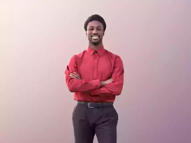 Bruce 10506 - Elegant Black Man Standing Arms Crossed