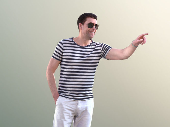 Lars 10433 - Man Standing And Pointing Low-poly 3D model