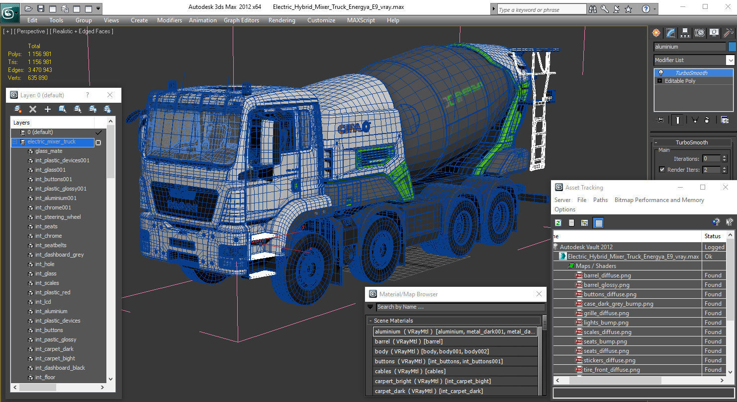 Electric Hybrid Mixer Truck Energya E9 3D model_23