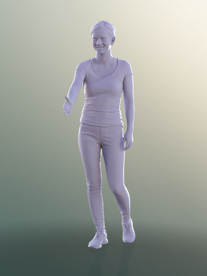 Nadin 10464 - Woman Shake Hand White Clothing Low-poly 3D model_4