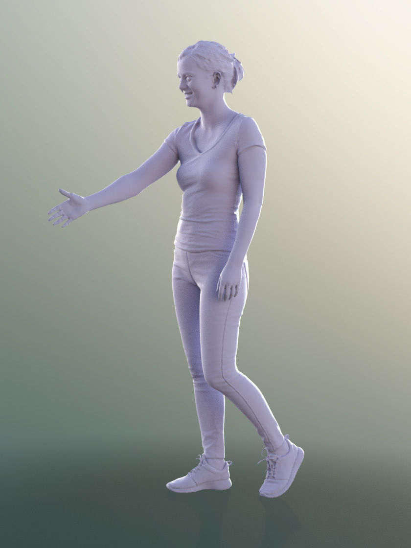 Nadin 10464 - Woman Shake Hand White Clothing Low-poly 3D model_5
