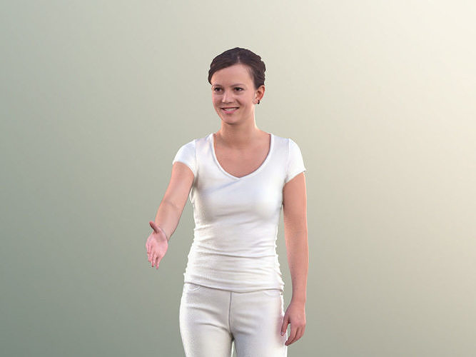Nadin 10464 - Woman Shake Hand White Clothing Low-poly 3D model