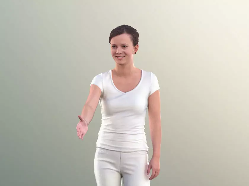 Nadin 10464 - Woman Shake Hand White Clothing Low-poly 3D model_0