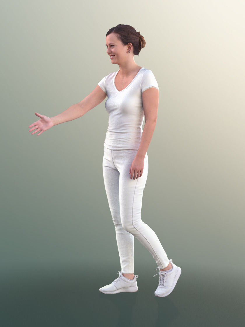 Nadin 10464 - Woman Shake Hand White Clothing Low-poly 3D model_3