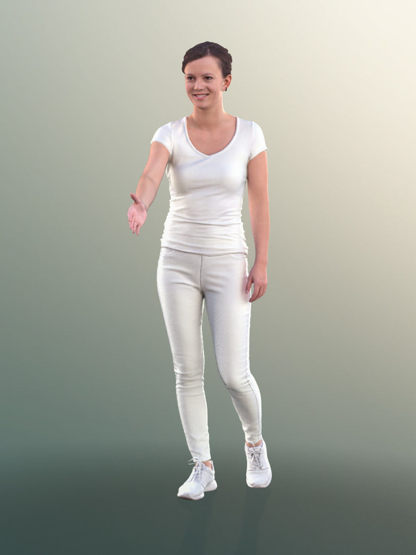 Nadin 10464 - Woman Shake Hand White Clothing Low-poly 3D model_2